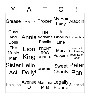 BROADWAY BINGO Card