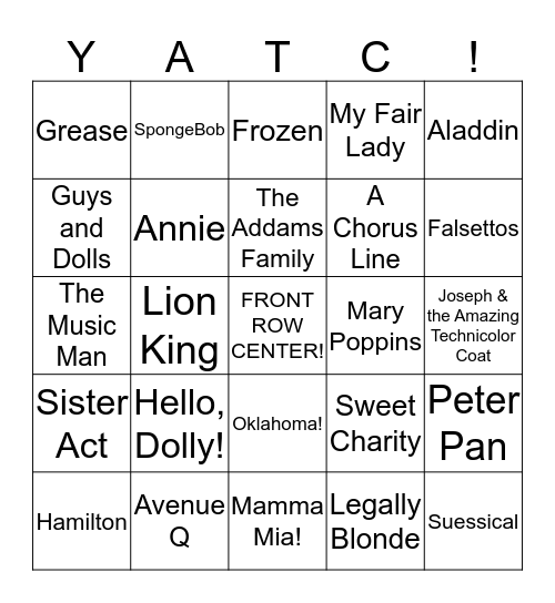 BROADWAY BINGO Card