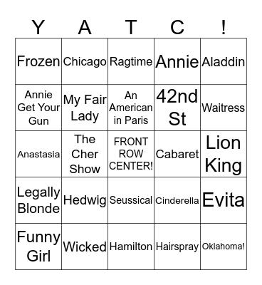 BROADWAY BINGO Card