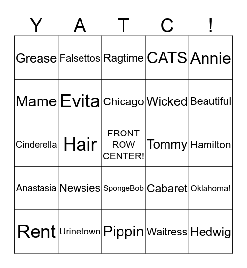 BROADWAY BINGO Card