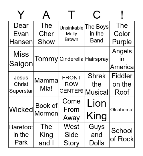 BROADWAY BINGO Card