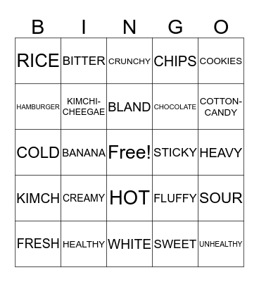 FOOD BINGO Card