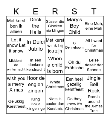 Kerst Bingo Card