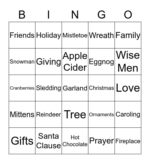 Holiday Bingo Card