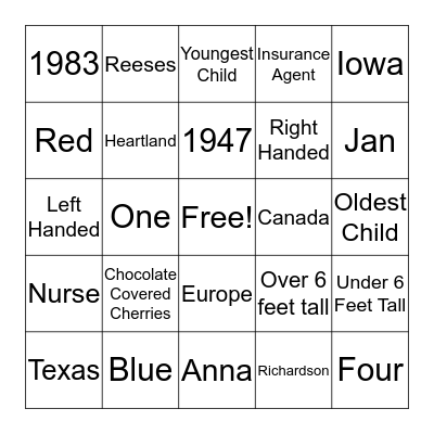GRANDMA & JOSH BIRTHDAY BINGO Card
