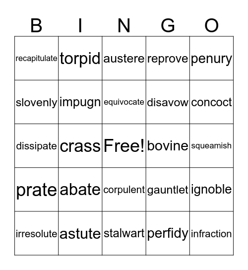 vocab 7-9 Bingo Card