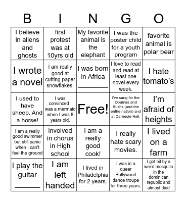 RHI Staff Facts Bingo Card