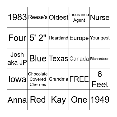 GRANDMA's  &  JOSH's  BIRTHDAY  BINGO Card