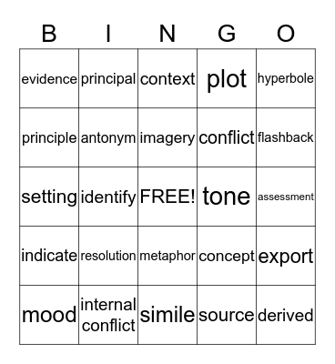 English Rocks! Bingo Card
