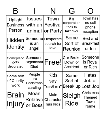 Hallmark Christmas Movies Bingo Card