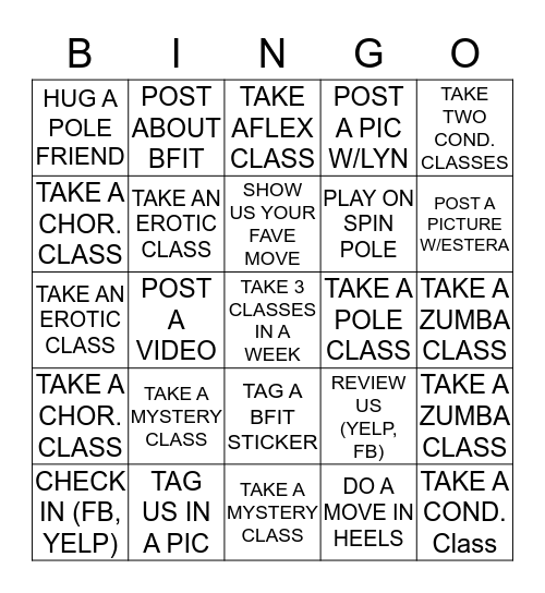 BOUNDLESS FITNESS Bingo Card