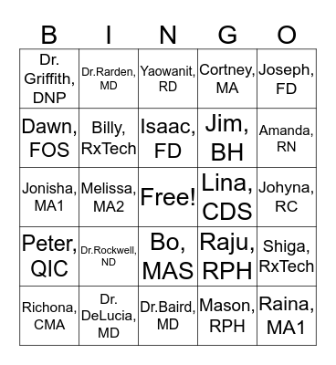 TUMC BINGO Card