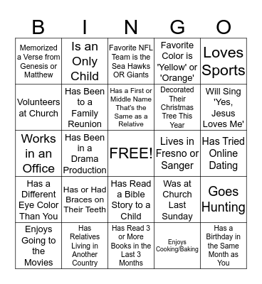 Human Bingo Card