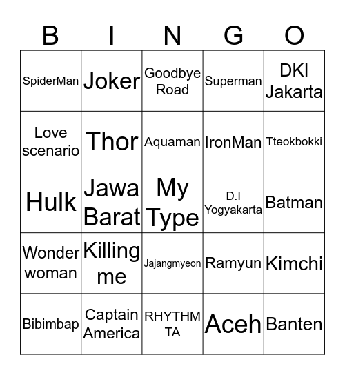 ZHOISULLI BINGOOOW. Bingo Card