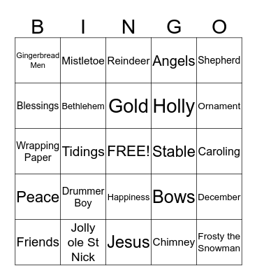 Merry Christmas from:      Oasis Christian Center & Retreat &     The McClungs Bingo Card