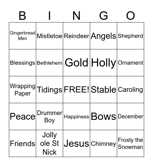 Merry Christmas from:      Oasis Christian Center & Retreat &     The McClungs Bingo Card