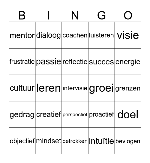 coach-woorden-bingo Card