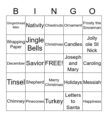 Merry Christmas from:      Oasis Christian Center & Retreat &     The McClungs Bingo Card