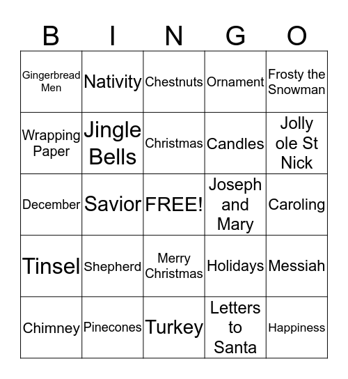 Merry Christmas from:      Oasis Christian Center & Retreat &     The McClungs Bingo Card