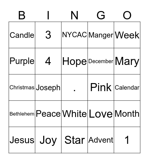 Advent Bingo Card