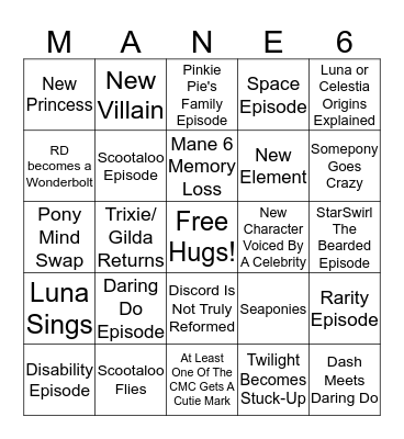 My Little Pony Season 4 Bingo Card