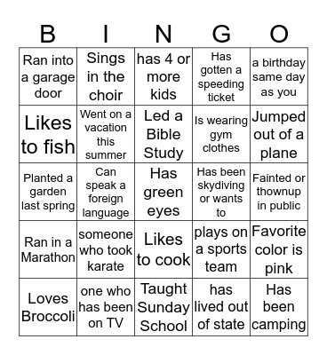 Find Someone Who: Bingo Card