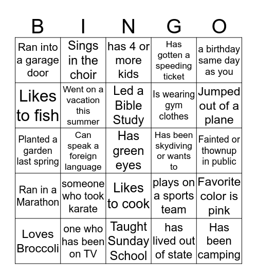 Find Someone Who: Bingo Card