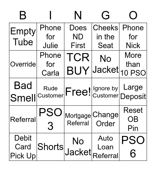 ChoiceOne Bingo Card