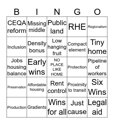 CASA BINGO! Bingo Card