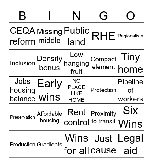 CASA BINGO! Bingo Card