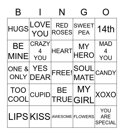 VALENTINE BINGO Card