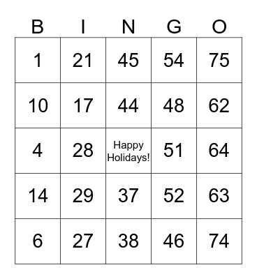 Year End Bingo Bonanza Bingo Card