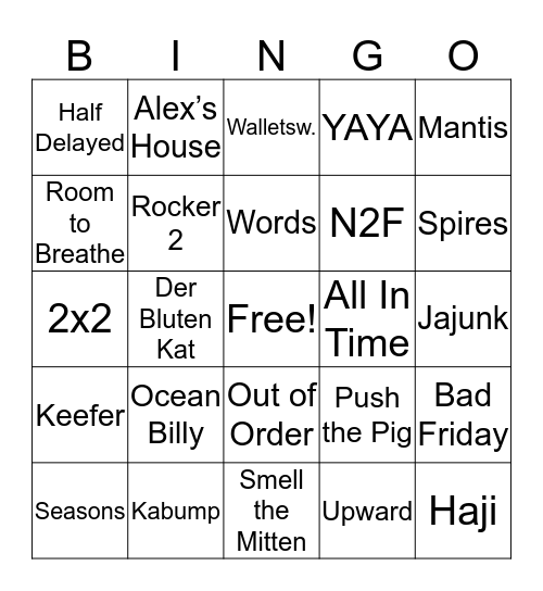 umNYE Bingo Card