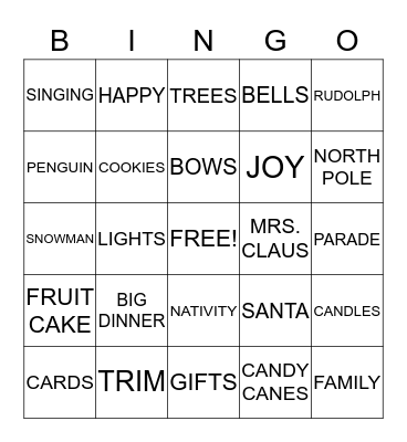 MERRY CHRISTMAS Bingo Card