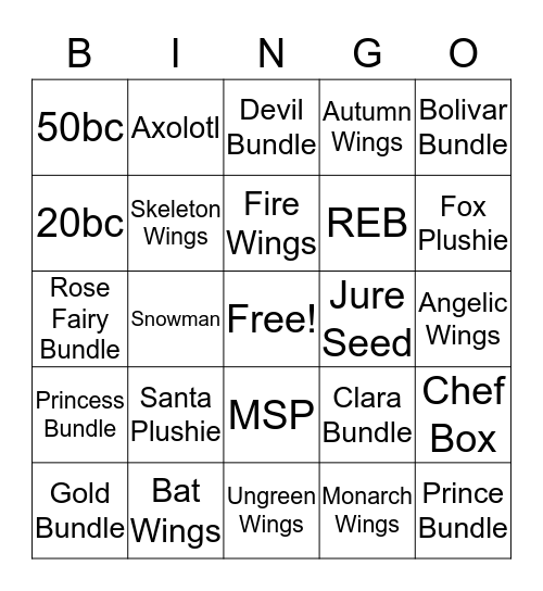 Pet Paradise Bingo Card