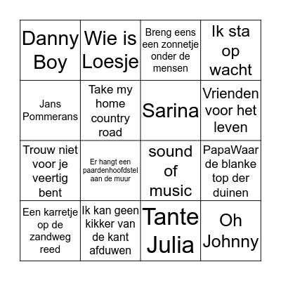 Bingo 28 december 2018 Bingo Card