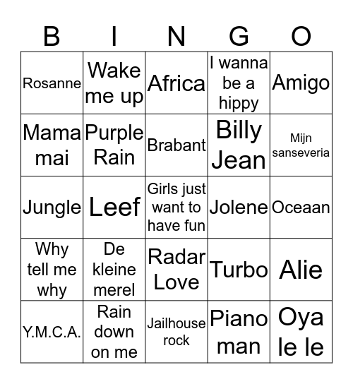 Muziek bingo Card