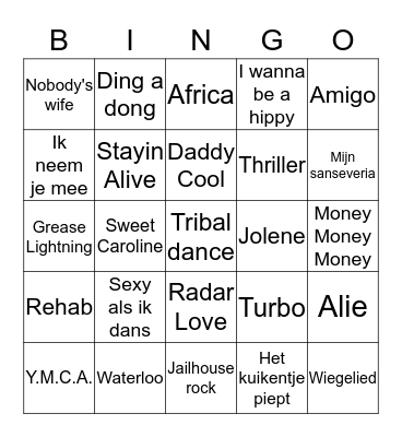 Muziek bingo Card