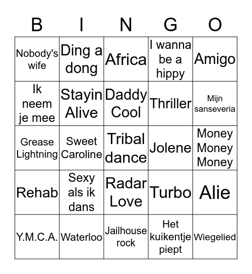 Muziek bingo Card