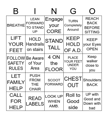 Physical Therapy BINGO Card