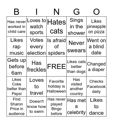 Get To Know You BINGO Card