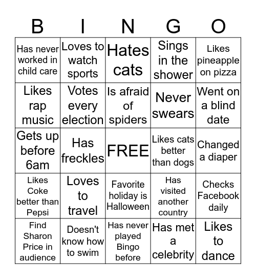 Get To Know You BINGO Card