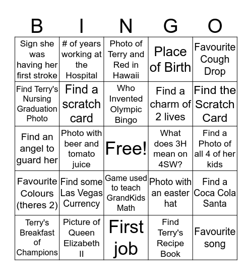 Terry Bingo Card