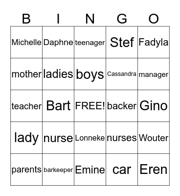 's  or ' Bingo Card