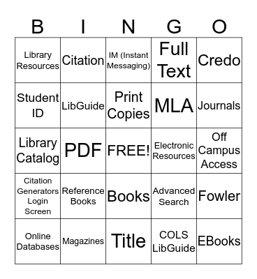 Library COLS Bingo Card