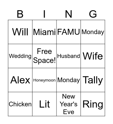 #TheOliverExperience Bingo Card