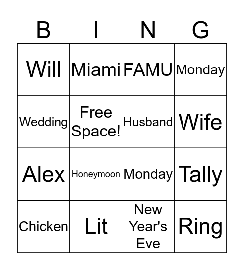 #TheOliverExperience Bingo Card