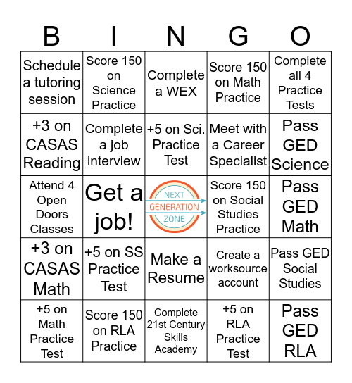 Next Generation Zone BINGO! Bingo Card