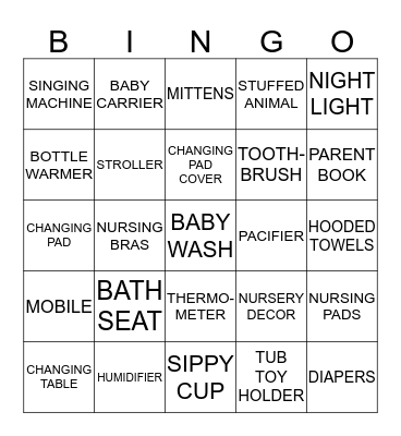 Baby Bingo Card