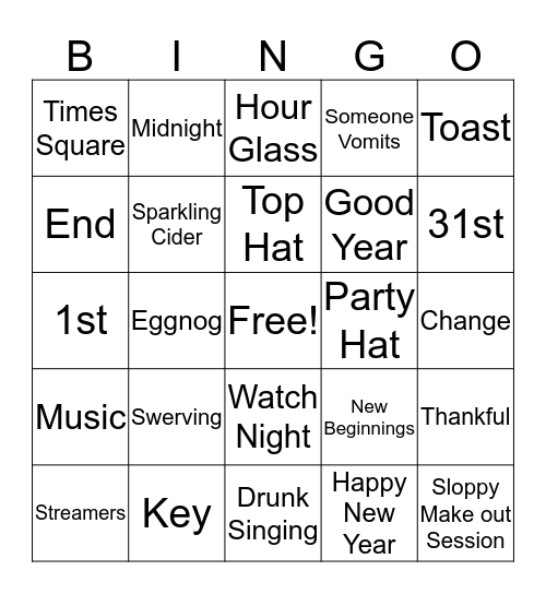 New Year 2019 Bingo Card